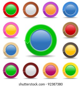 Vector set of buttons with arrow