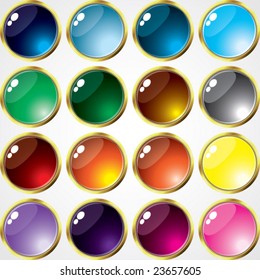 Vector  Set of buttons of Gold Frame