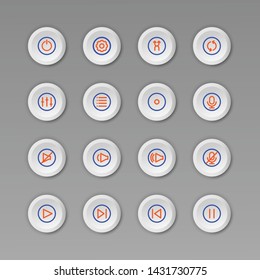 Vector set of buttons icon music player for mobile and wed.