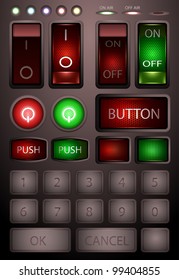 vector set of buttons and switches