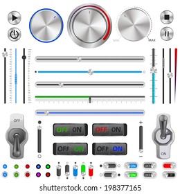 Vector set of buttons and switches on a white background
