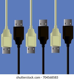 Vector Set of Cables Isolated on Blue Background