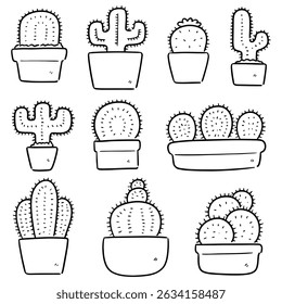 vector set of cactus cartoon