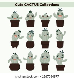 Vector set of cactus in a pot