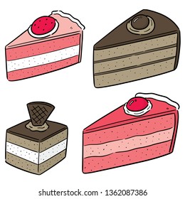 vector set of cake