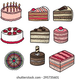 vector set of cake