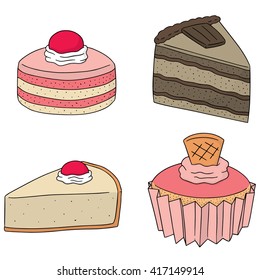 vector set of cake