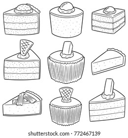 vector set of cake
