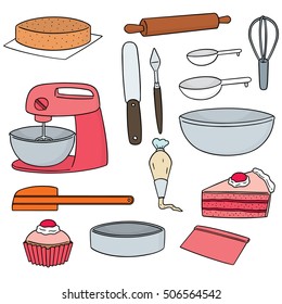 vector set of cake making equipment