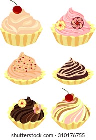 Vector set of cakes and cupcakes.