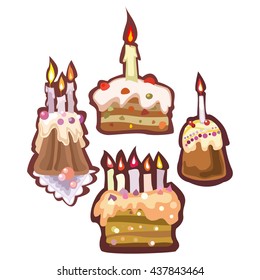 vector set of cakes and pies on a white background