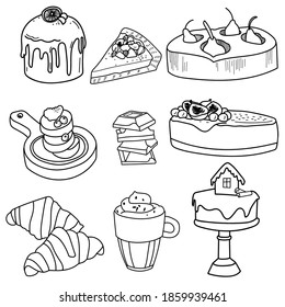 Vector set of cakes and sweets