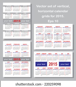 Vector set of calendar grids