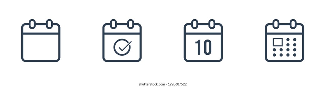 vector set of calendar icons on a white background
