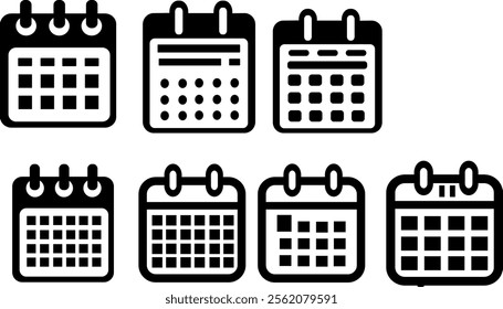 Vector Set of Calendar Icons for Scheduling and Planning