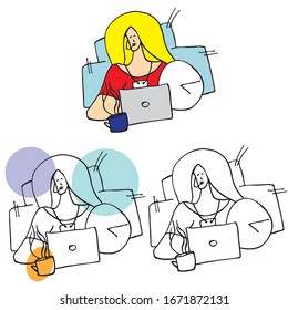 Vector set of call center women operators. Phone female operators. Women workers. Simple flat design. Women avatars. Bussiness talk, neutral reaction.