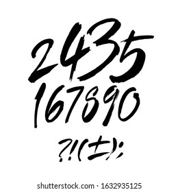 vector set of calligraphic acrylic or ink numbers. ABC for your design, brush lettering on a white background