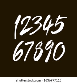 vector set of calligraphic acrylic or ink numbers. ABC for your design, brush lettering on a white background