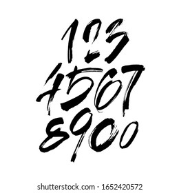 vector set of calligraphic acrylic or ink numbers. ABC for your design, brush lettering on a white background