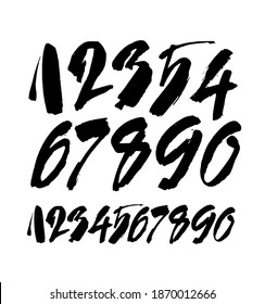 conjunto vectorial de números de acrílico caligráfico o de tinta. ABC para su diseño, letras de pincel en fondo blanco