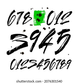 vector set of calligraphic acrylic or ink numbers. ABC for your design, brush lettering on a white background