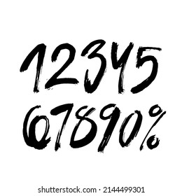 conjunto vectorial de números de acrílico caligráfico o de tinta. ABC para su diseño, letras de pincel en fondo blanco