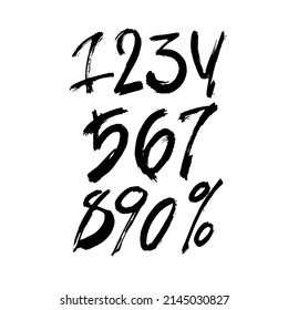 conjunto vectorial de números de acrílico caligráfico o de tinta. ABC para su diseño, letras de pincel en fondo blanco