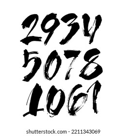 vector set of calligraphic acrylic or ink numbers. ABC for your design, brush lettering on a white background
