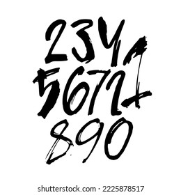 vector set of calligraphic acrylic or ink numbers. ABC for your design, brush lettering on a white background
