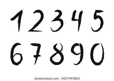 Conjunto de vectores de acrílico caligráfico o números de tinta. ABC para su diseño. Vector.