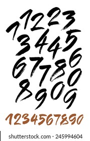 vector set of calligraphic acrylic or ink numbers. ABC for your design. 