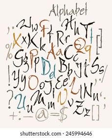 vector set of calligraphic acrylic or ink numbers. ABC for your design. 