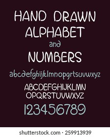 vector set of calligraphic acrylic or ink alphabet. ABC for your design. Dark background.