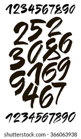 vector set of calligraphic acrylic or ink numbers. ABC for your design. 