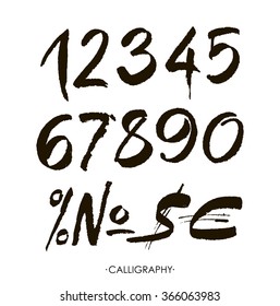 vector set of calligraphic acrylic or ink numbers. ABC for your design. 