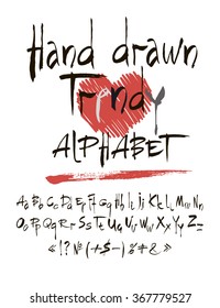 vector set of calligraphic acrylic or ink alphabet. ABC for your design. Hand drawn trendy alphabet. White background.