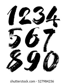 vector set of calligraphic acrylic or ink numbers. ABC for your design, brush lettering