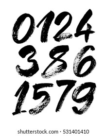 vector set of calligraphic acrylic or ink numbers. ABC for your design, brush lettering
