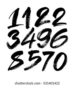 vector set of calligraphic acrylic or ink numbers. ABC for your design, brush lettering