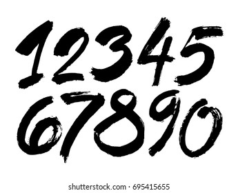 vector set of calligraphic acrylic or ink numbers. ABC for your design, brush lettering