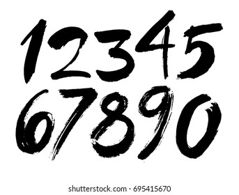 vector set of calligraphic acrylic or ink numbers. ABC for your design, brush lettering