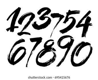 vector set of calligraphic acrylic or ink numbers. ABC for your design, brush lettering