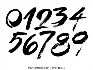 vector set of calligraphic acrylic or ink numbers. ABC for your design, brush lettering