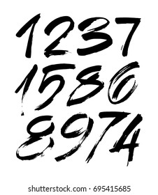 vector set of calligraphic acrylic or ink numbers. ABC for your design, brush lettering