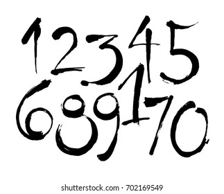 vector set of calligraphic acrylic or ink numbers. ABC for your design, brush lettering
