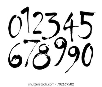 vector set of calligraphic acrylic or ink numbers. ABC for your design, brush lettering
