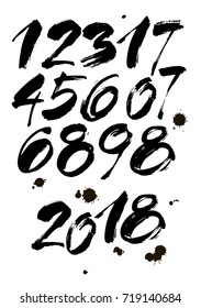 Conjunto de Vector de acrílico caligráfico o números de tinta. ABC para su diseño, letras del pincel