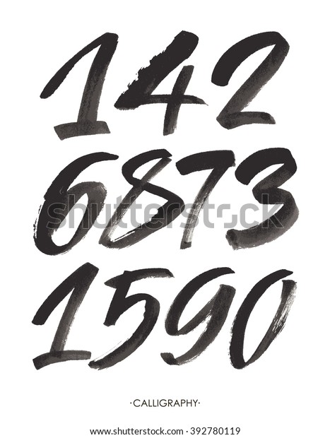 Vector Set Calligraphic Acrylic Ink Numbers Stock Vector (Royalty Free ...