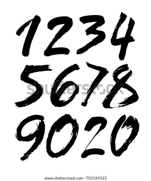 Vector Set Calligraphic Acrylic Ink Numbers Stock Vector (Royalty Free ...