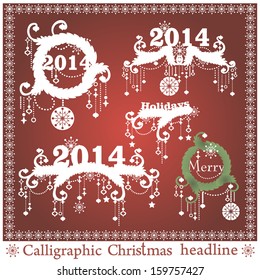 Vector set: Calligraphic Christmas headlines